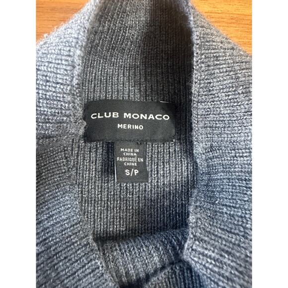 Club Monaco Merino Ribbed Mockneck Dress, Grey, 90% wool, current season, small - Picture 8 of 9
